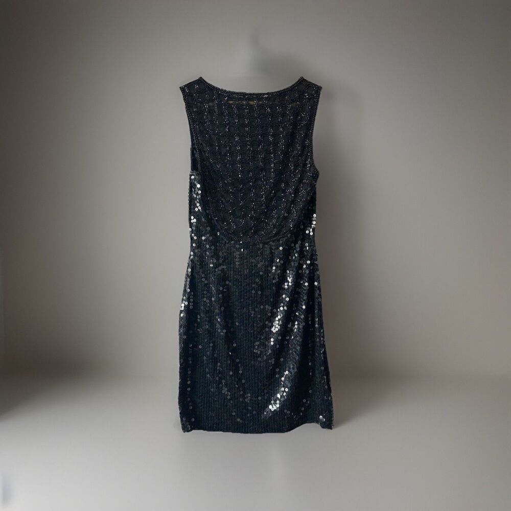 vintage 90s black sequin beaded cocktail dress size 10 evening holiday party - Picture 2 of 13